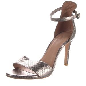 Joie Metallic Animal Print Chrome Open Toe Heels Formal Shoes